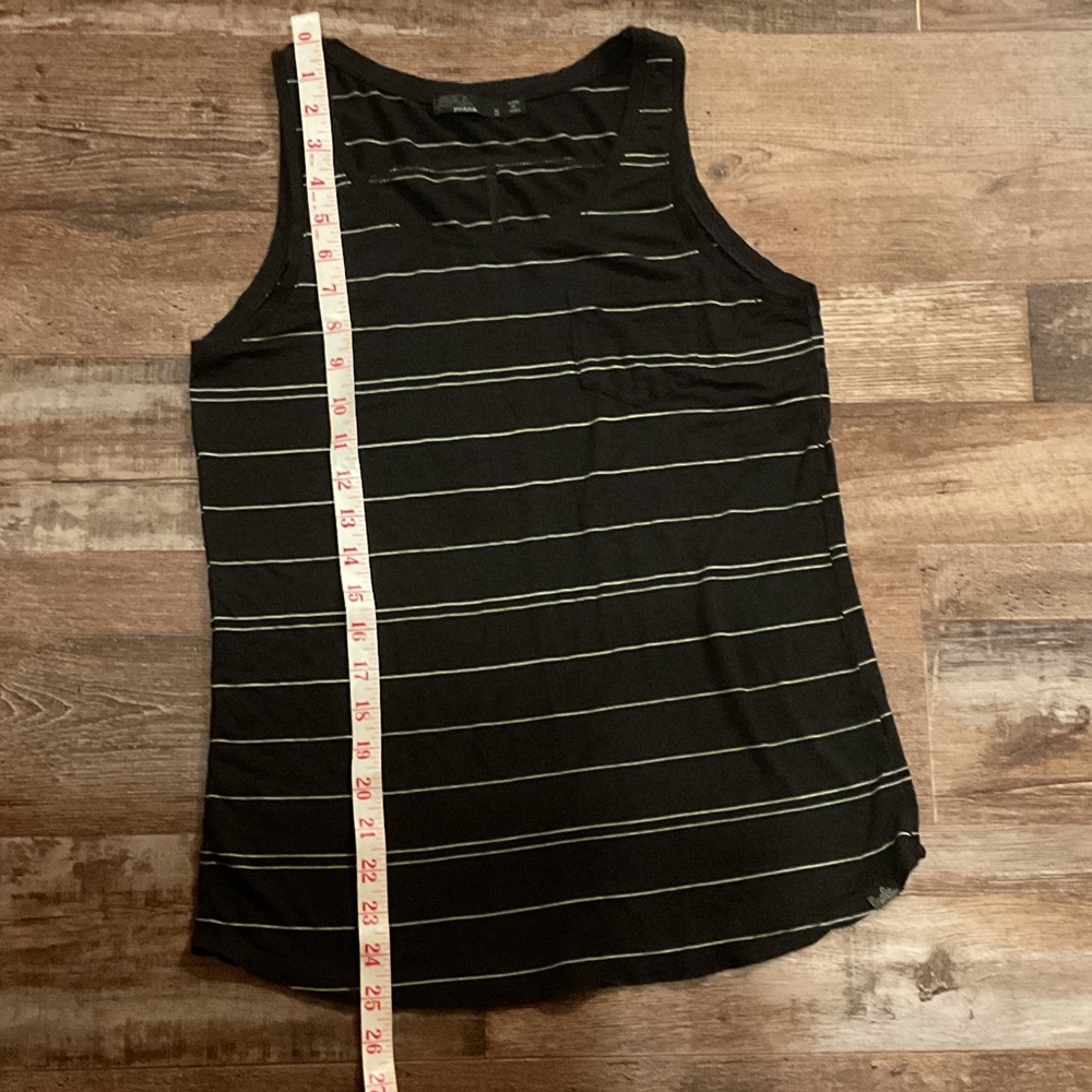 Prana Foundation Black Tank with Thin White Stripes - Picture 4 of 4